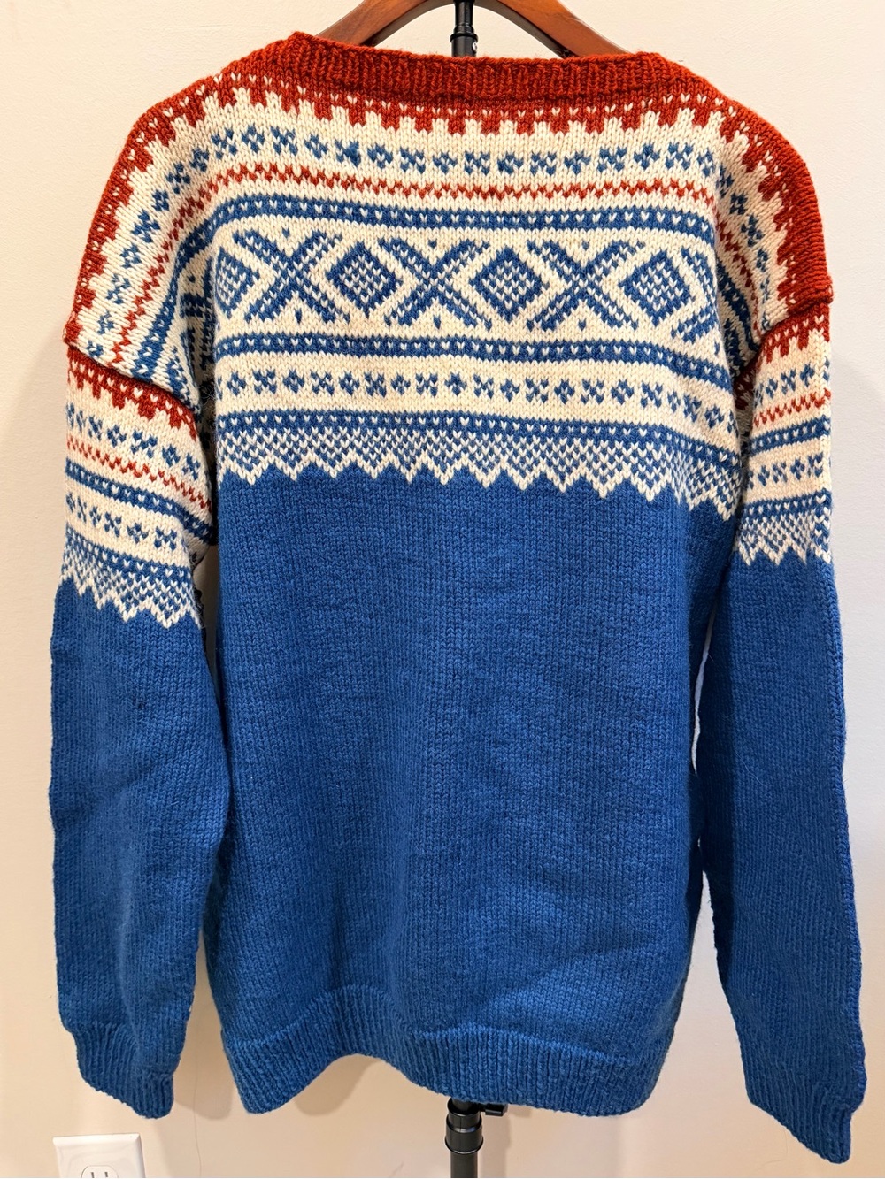 Vintage Scandia 100% Wool Nordic Fair Isle Sweater Size L Norway